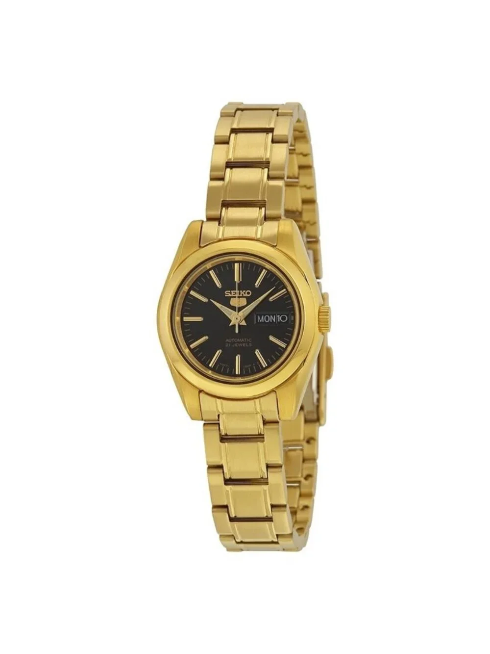 NWT Seiko 5 Automatic Black Dial Gold-tone Ladies Watch